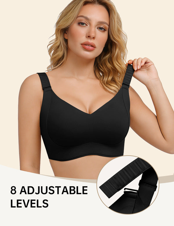 Black T-shirt bra with adjustable straps and secure underband