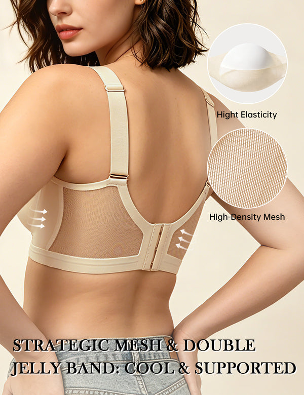 Nude mesh jelly-bra with double jelly band and adjustable straps
