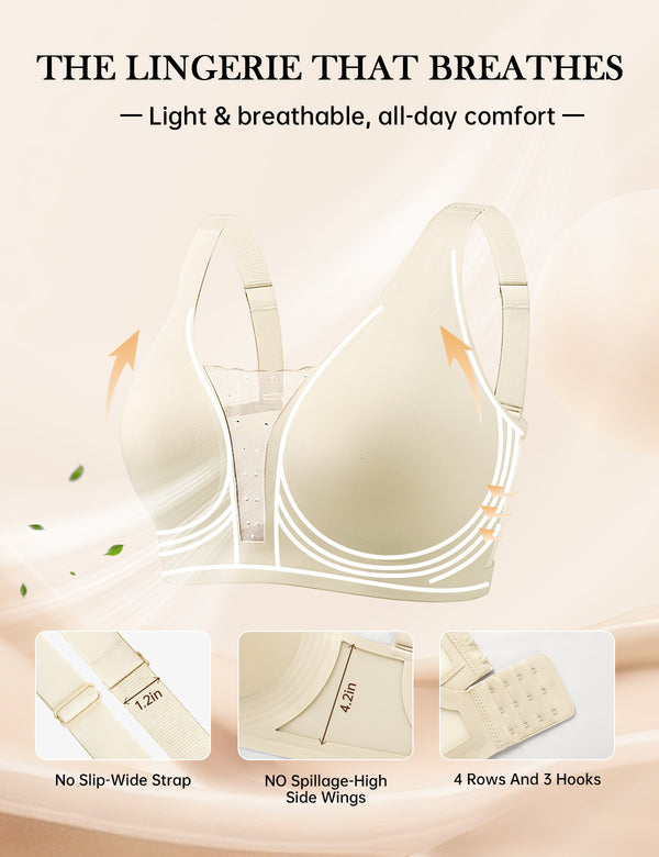 Mesh jelly bra with wide straps and hook closure, cream white