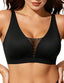 Black mesh jelly bra with deep V neckline and studded front panel