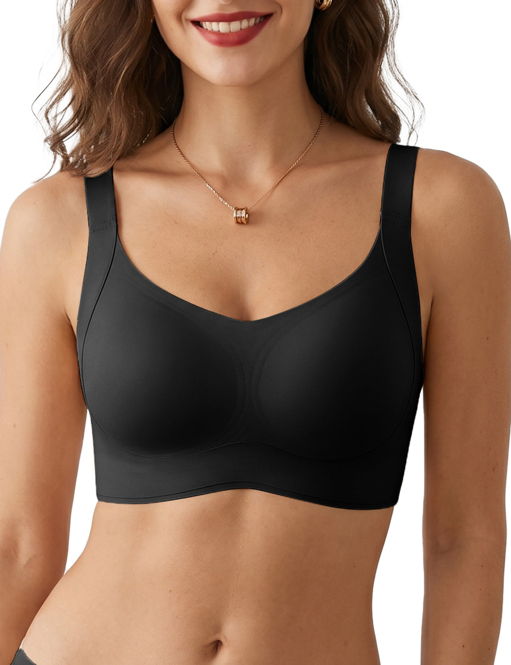 Black double-strap lifting bra with smooth full-coverage cups