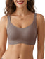 Wireless lifting bra with full coverage cups and wide double straps, taupe-gray